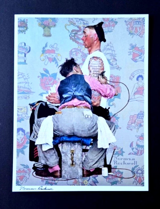 Norman Rockwell Signed 1970s Vintage Print, Mounted & Framed, Americana Art - 2
