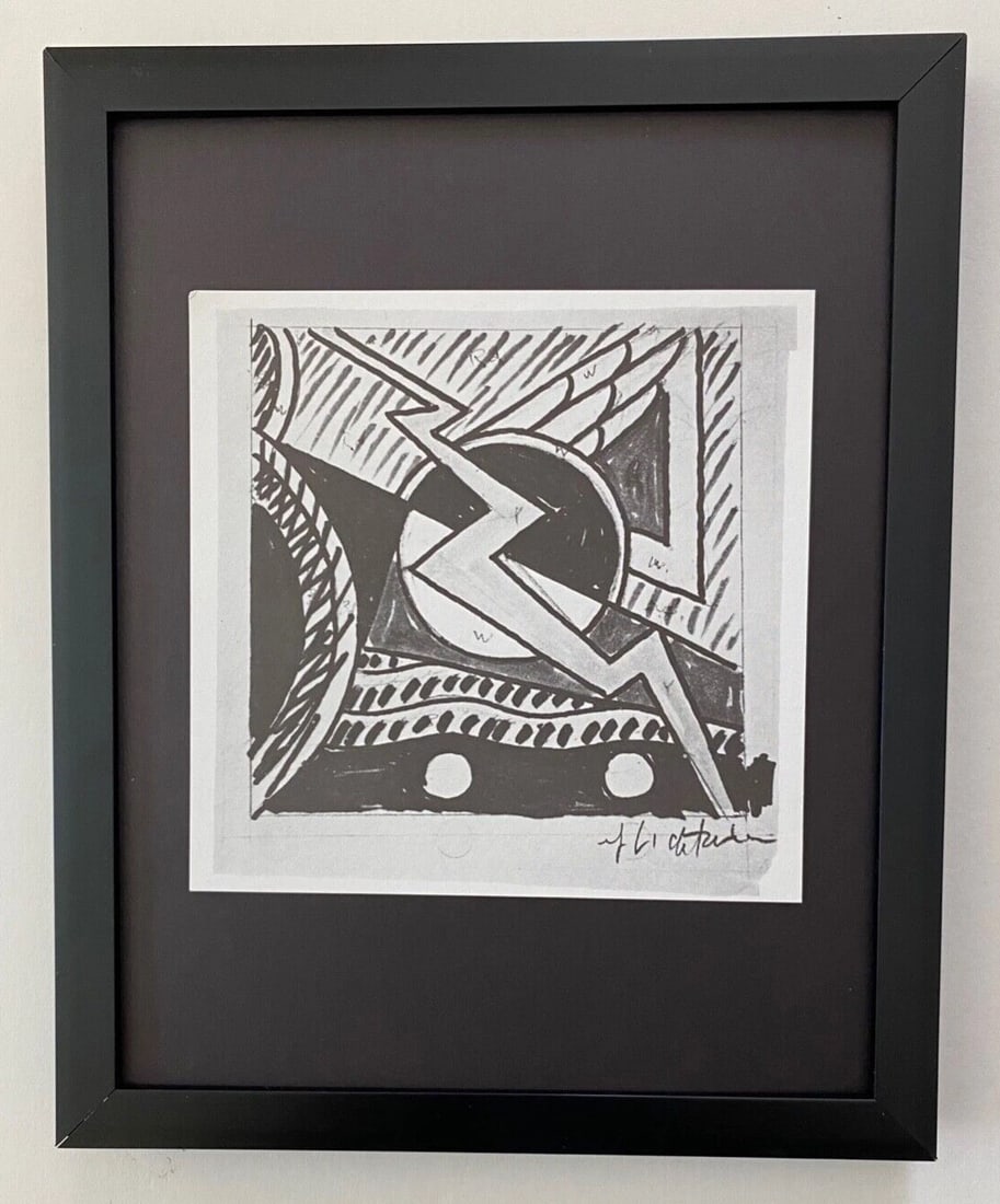 Roy Lichtenstein | Vintage 1970 Signed | Mounted & Framed Offset Lithograph |: Up for Auction this Beautiful and Scarce Vintage 1972 Offset Lithograph Roy Lichtenstein Stamp Signed Art Print is about 7 X 5 in. This piece is mounted on a 10 x 8 in. black acid free black board.