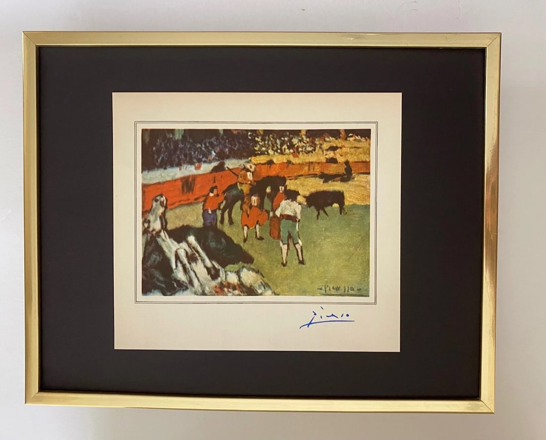 PABLO PICASSO | Vintage 1940 Signed Print | Ltd. Ed | Framed!: Up for Auction this Beautiful and Scarce Vintage 1940 Lithographic Print After PABLO PICASSO Facsimile Signed in Ink Art Print is about 8 X 10 in. This piece is mounted on a 11 x 14 in. black acid