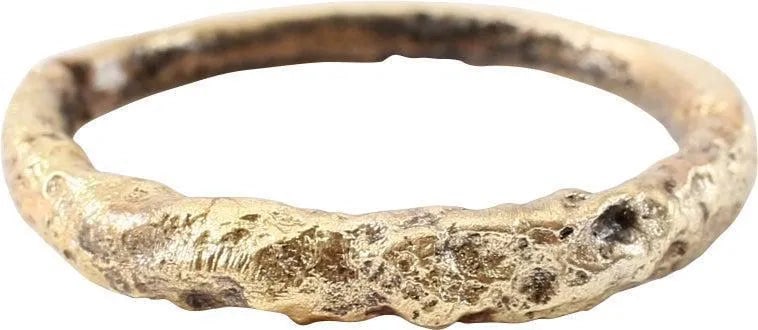 RARE VIKING TWISTED RING C.866-1067 AD, SZ 8 1/4-1/2: Cambridgeshire England where the Vikings first invaded and conquered the Anglo-Saxon natives. Size 8 1/4-1/2, oval form, tapering from the bottom 2.2mm to 3.6mm. Bold rope twist motif the top half cir