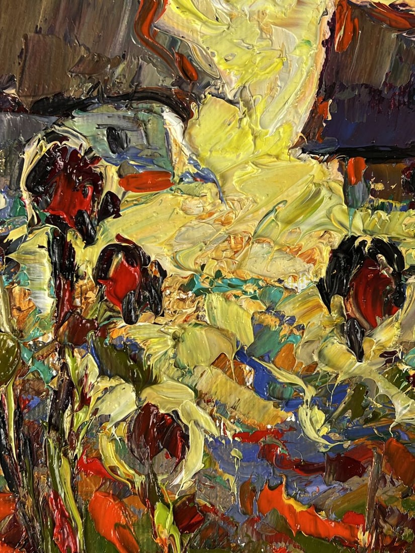 Oil painting Yellow sunset behind the houses Oleksiy Ivanyuk - 7