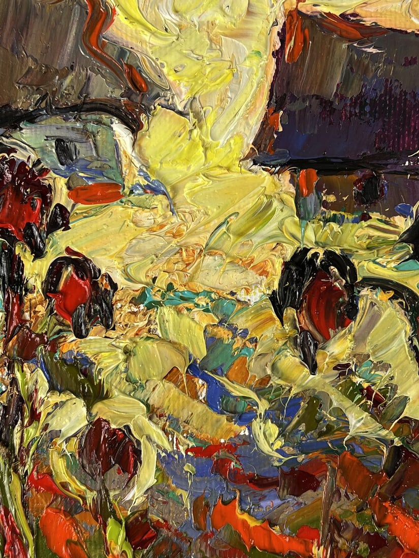 Oil painting Yellow sunset behind the houses Oleksiy Ivanyuk - 8