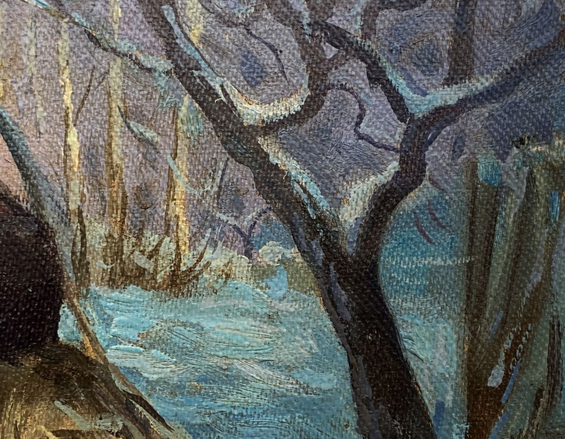 Oil painting Horse pulling a sleigh Unknown artist - 8