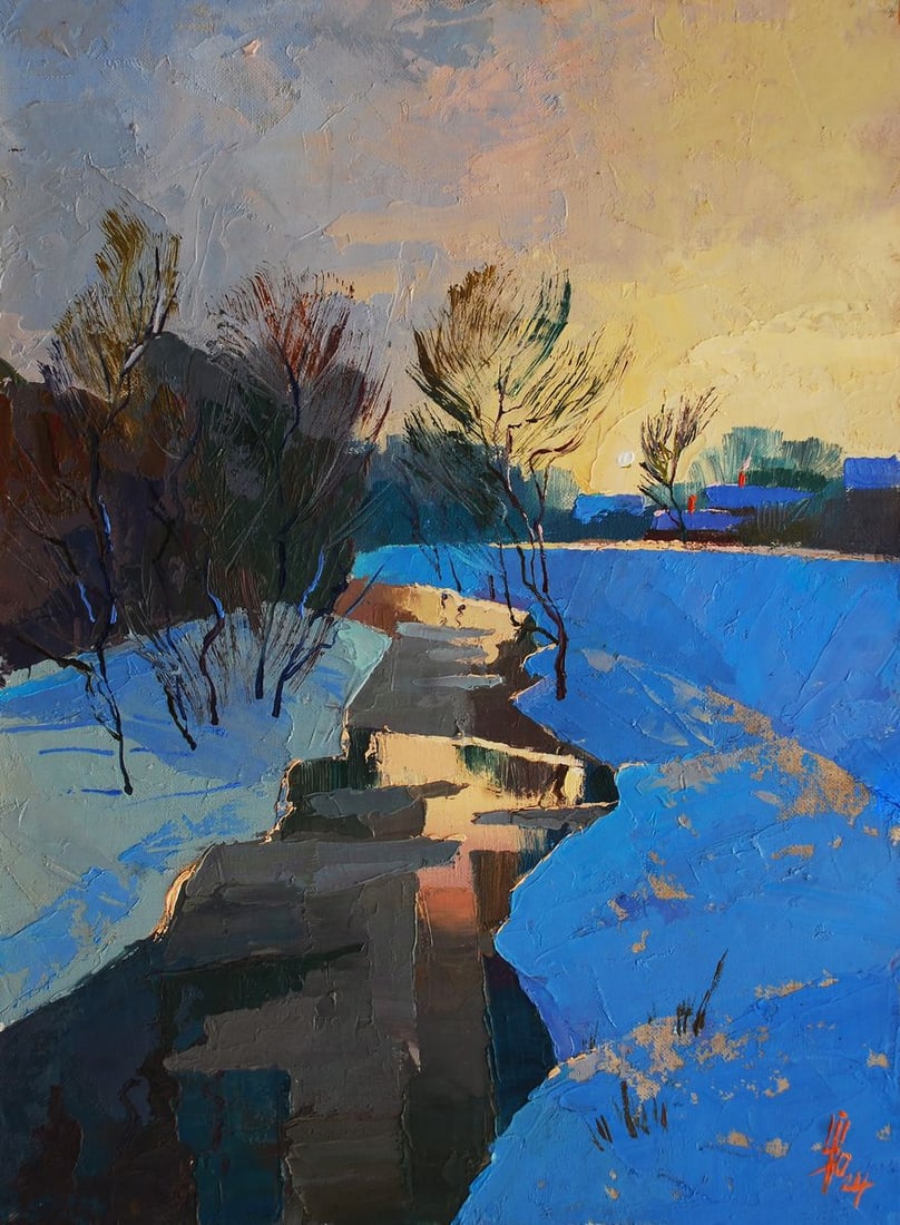 Oil painting Winter evening and silence between snow Egor Shvachunov: Title: Oil painting Winter evening and silence between snow Egor Shvachunov Description: No.Svash 103 *** ABOUT THIS PAINTING *** * TITLE: "Winter evening and silence between snow" * ARTISTS: Egor Shv