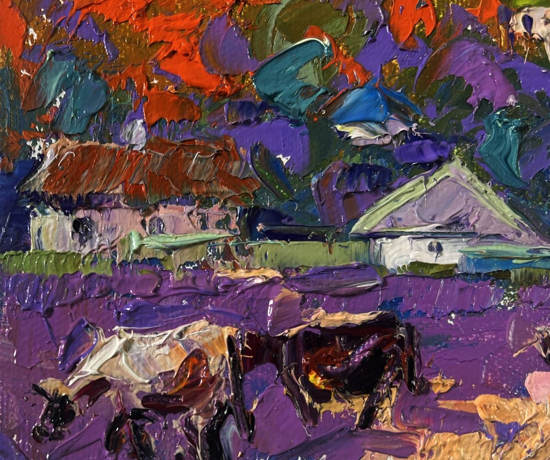 Oil painting Evening bell floats over the village Oleksiy Ivanyuk - 6