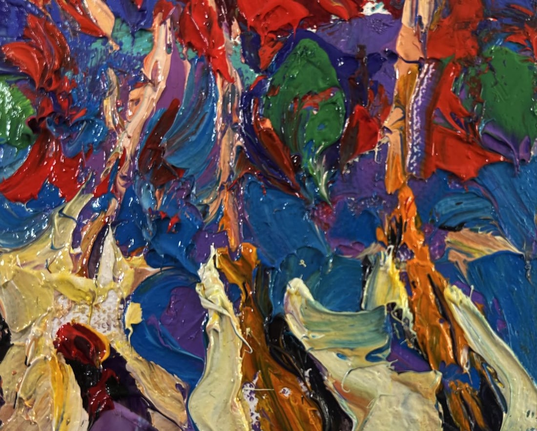 Oil painting Trees burn with the evening light Oleksiy Ivanyuk - 4