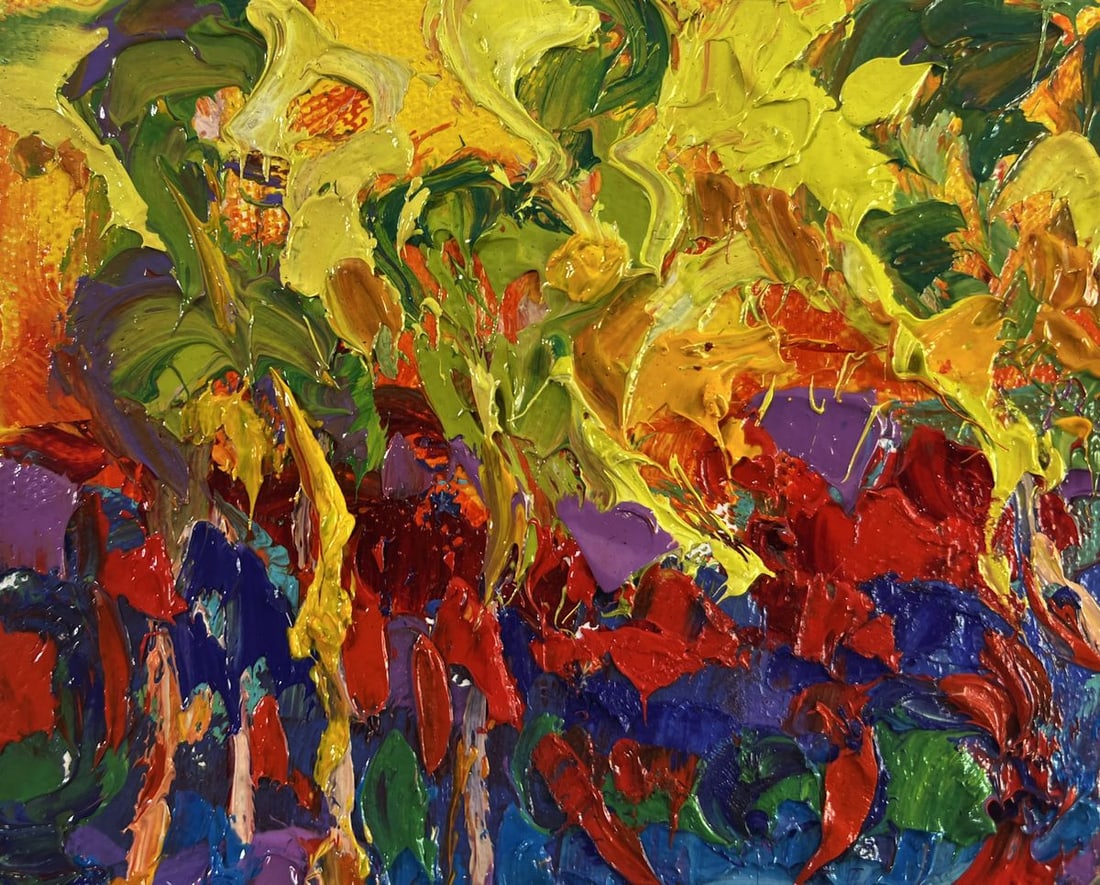 Oil painting Trees burn with the evening light Oleksiy Ivanyuk - 5