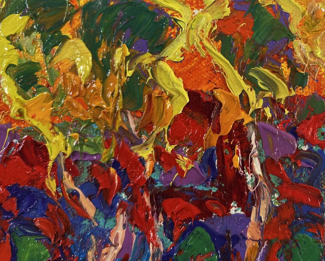 Oil painting Trees burn with the evening light Oleksiy Ivanyuk - 6