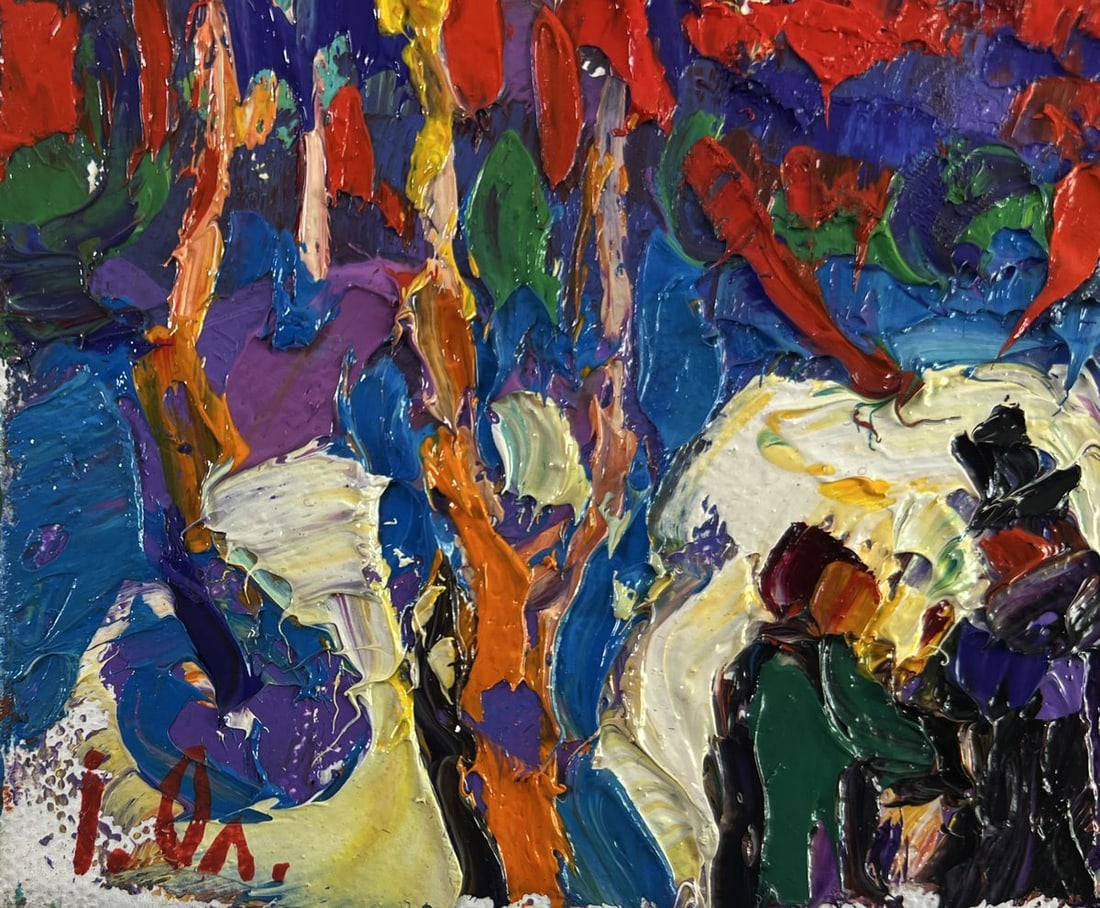 Oil painting Trees burn with the evening light Oleksiy Ivanyuk - 7