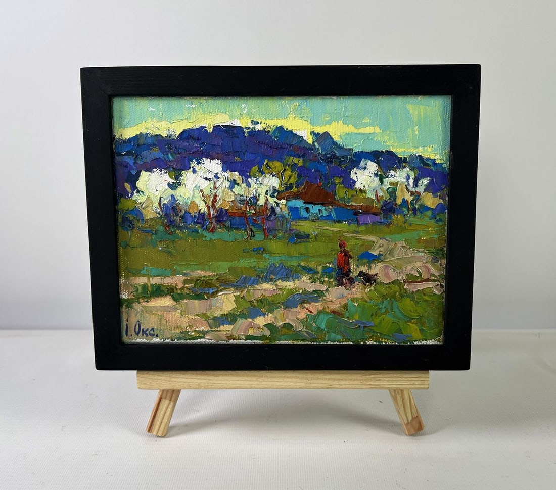 Oil painting Beyond the village the path to freedom Oksana Ivanyuk (1 of 8)
