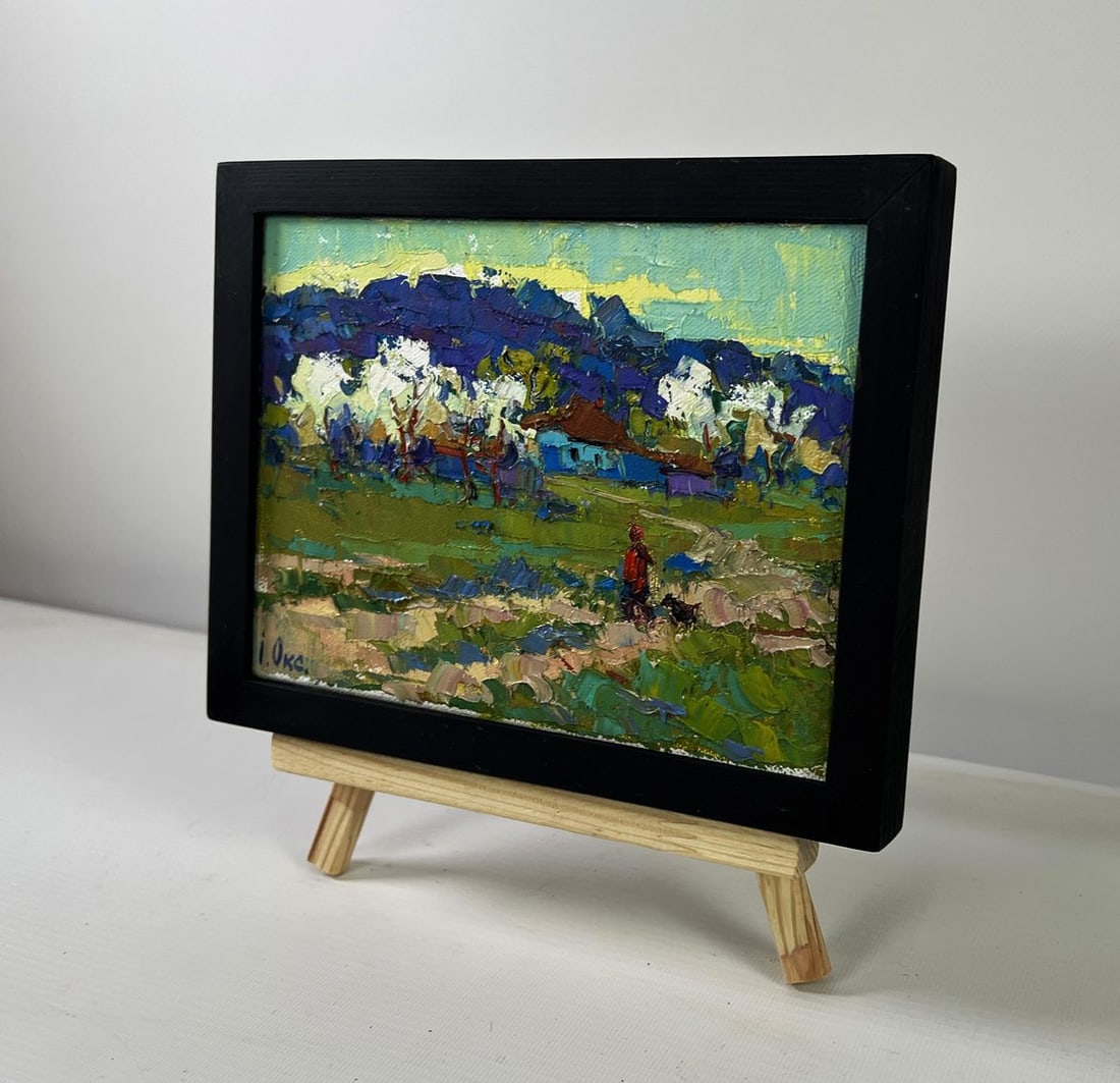 Oil painting Beyond the village the path to freedom Oksana Ivanyuk - 2