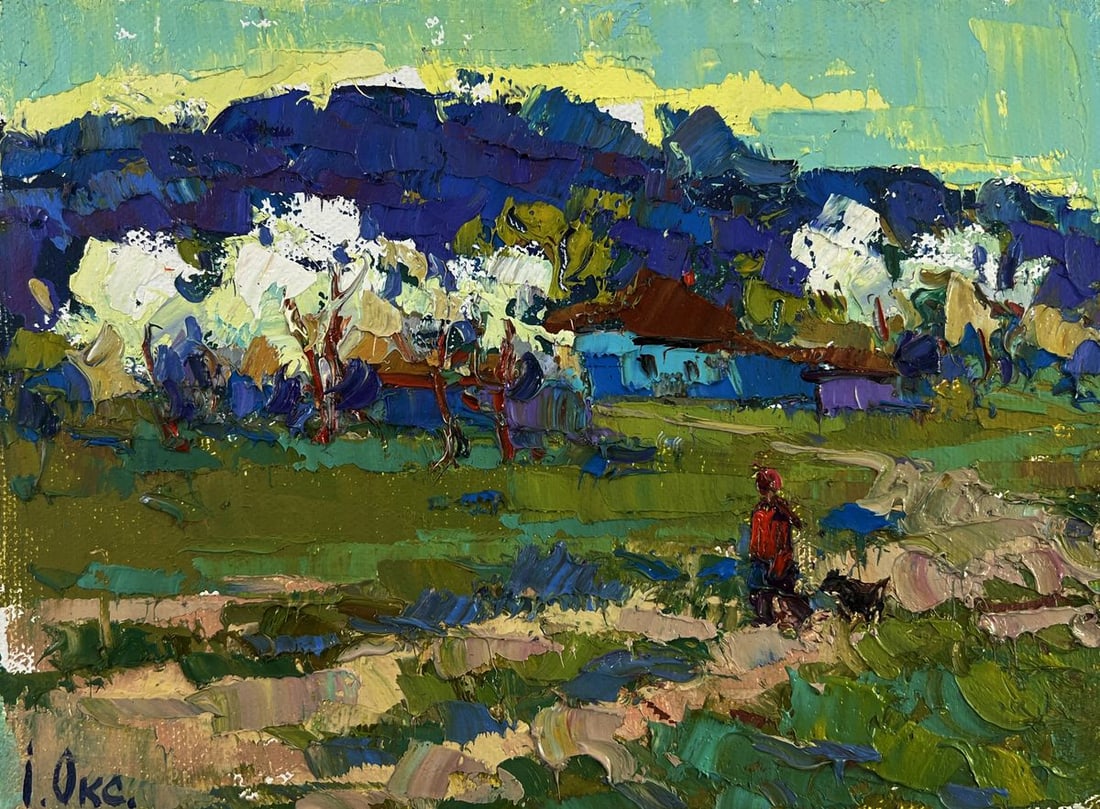 Oil painting Beyond the village the path to freedom Oksana Ivanyuk - 3