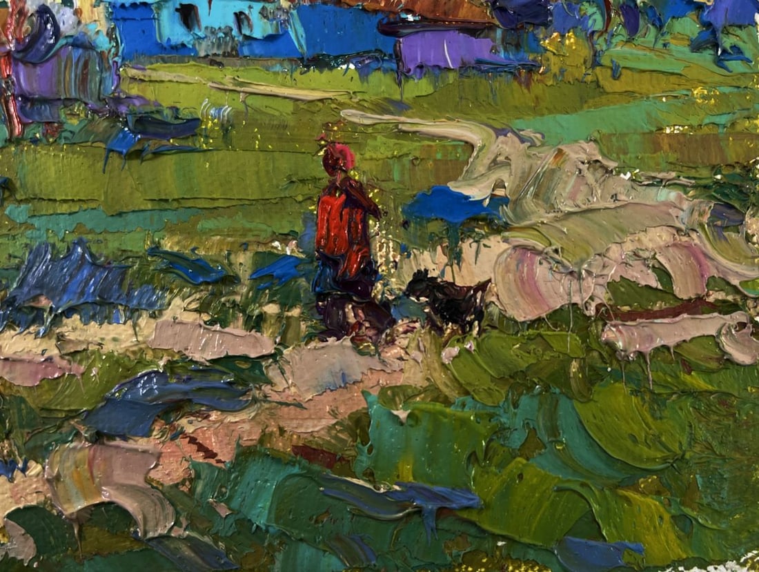 Oil painting Beyond the village the path to freedom Oksana Ivanyuk - 5