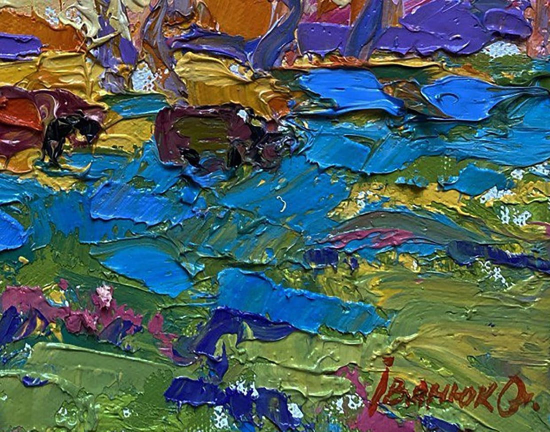 Oil painting Yellow sunset in the field Oleksiy Ivanyuk - 4