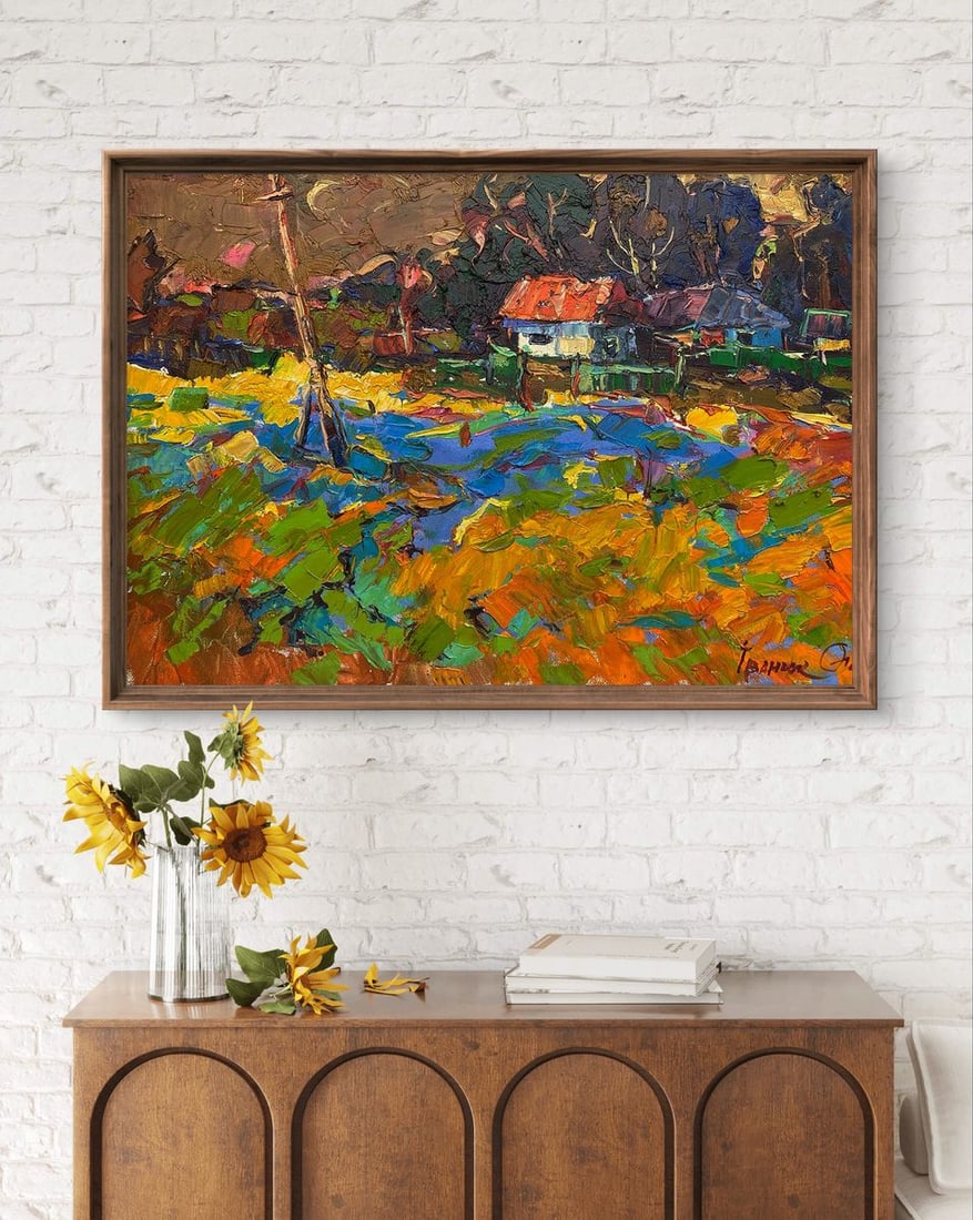 Oil painting Crimson evening in the village Oleksiy Ivanyuk - 3