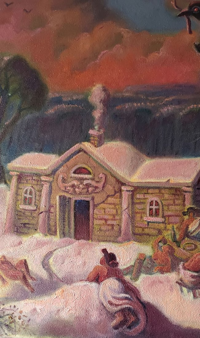 Oil painting Winter evening entertainment Daniil Litvinov - 5