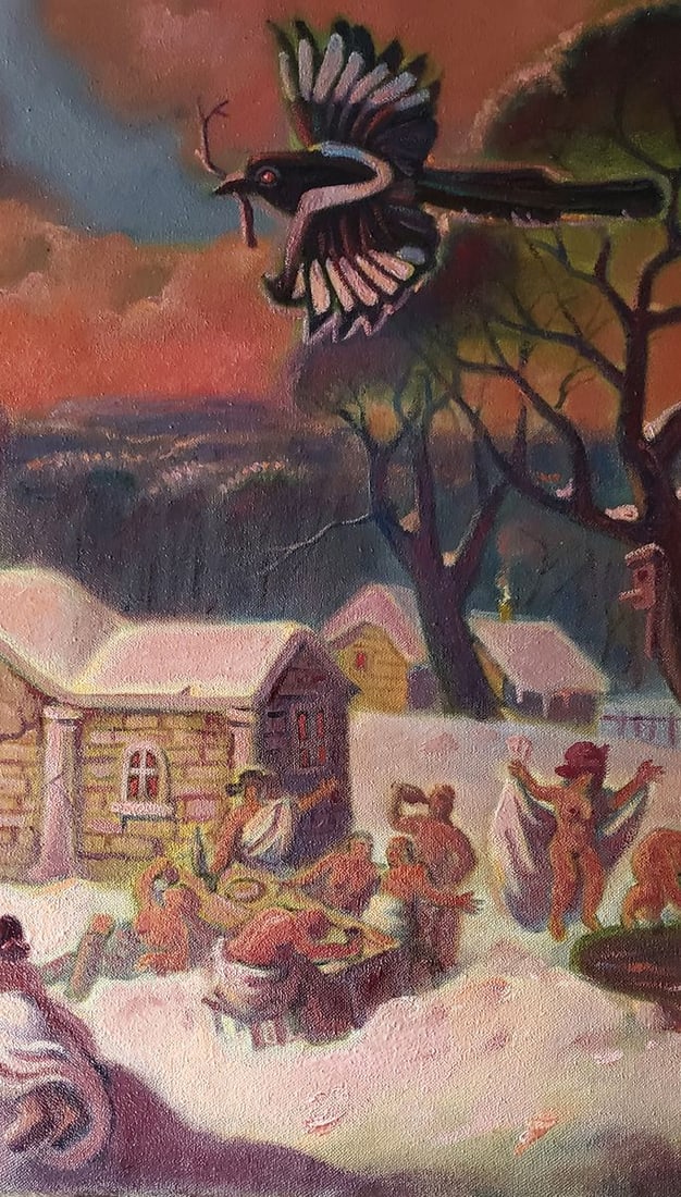 Oil painting Winter evening entertainment Daniil Litvinov - 6