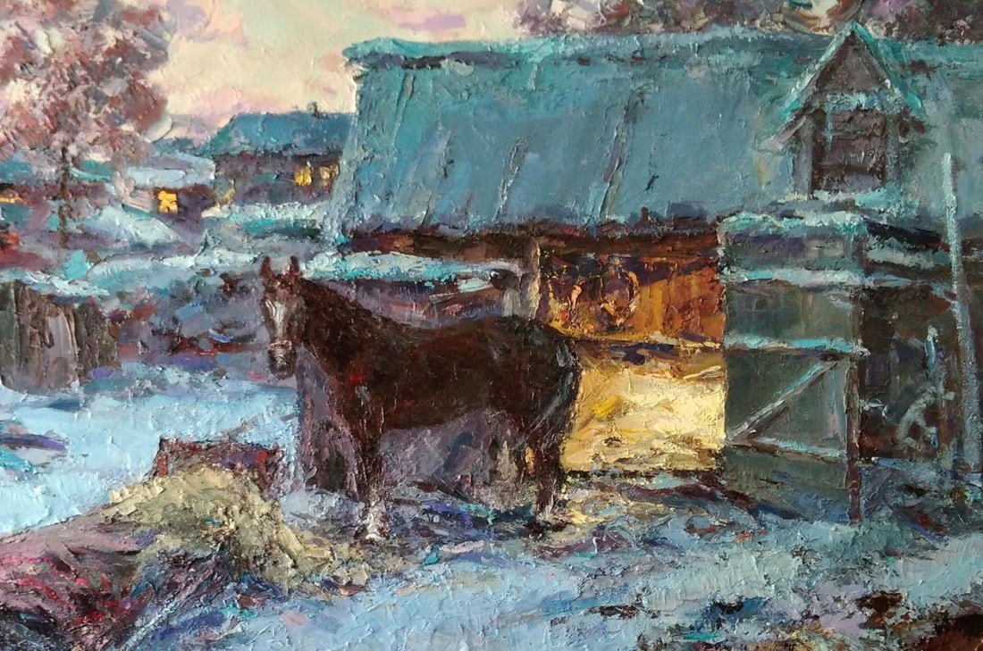 Oil painting Winter yard Alexander Nikolaevich Cherednichenko - 3