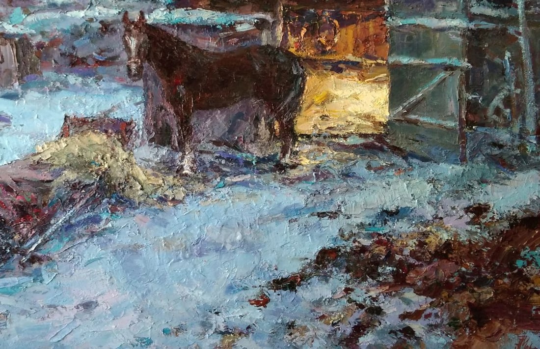 Oil painting Winter yard Alexander Nikolaevich Cherednichenko - 6