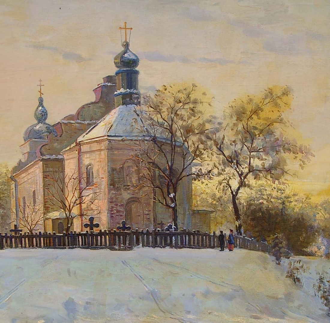 Oil painting Landscape with a church Tyukha Ivan Andreevich - 2