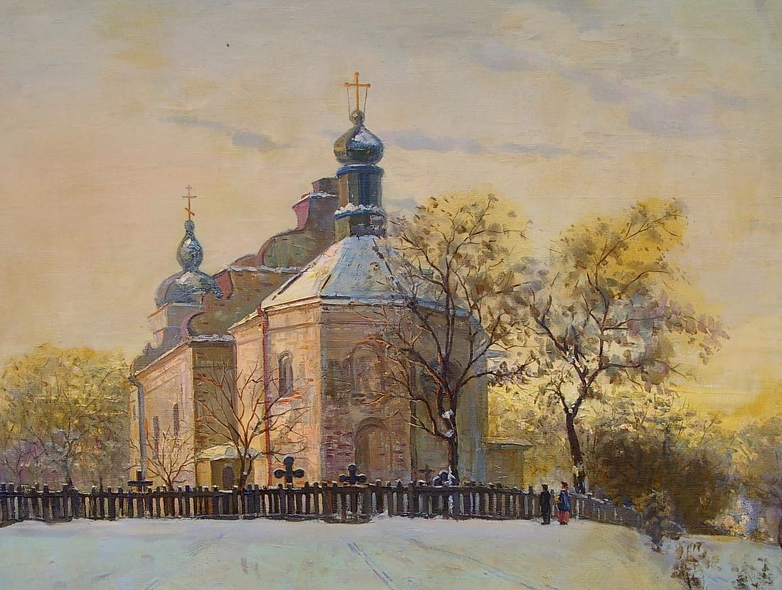 Oil painting Landscape with a church Tyukha Ivan Andreevich - 4