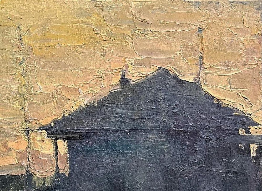 Oil painting Construction of a church in the village Volodymyr Pashchenko - 5