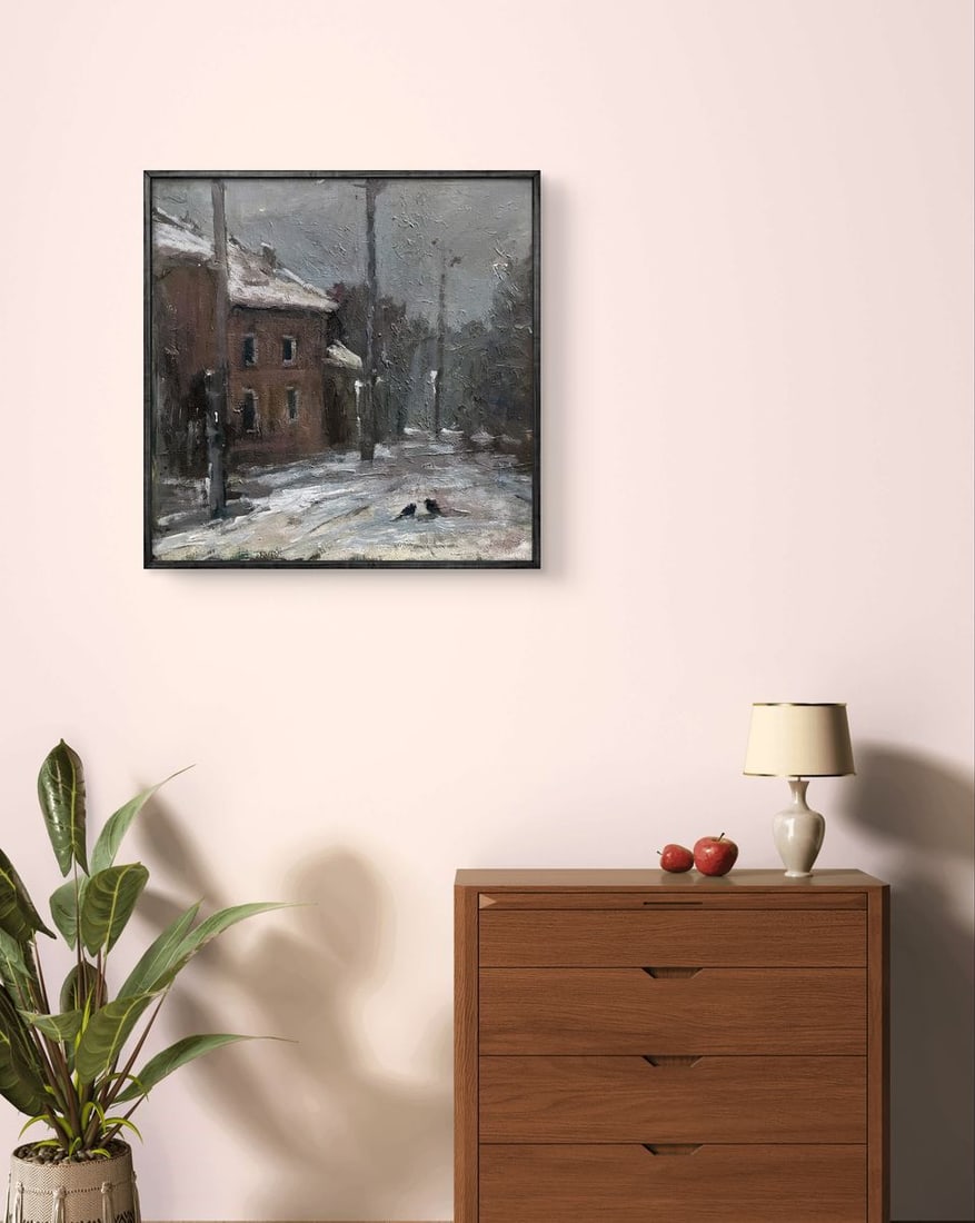 Oil painting Winter on the city streets Volodymyr Pashchenko - 2