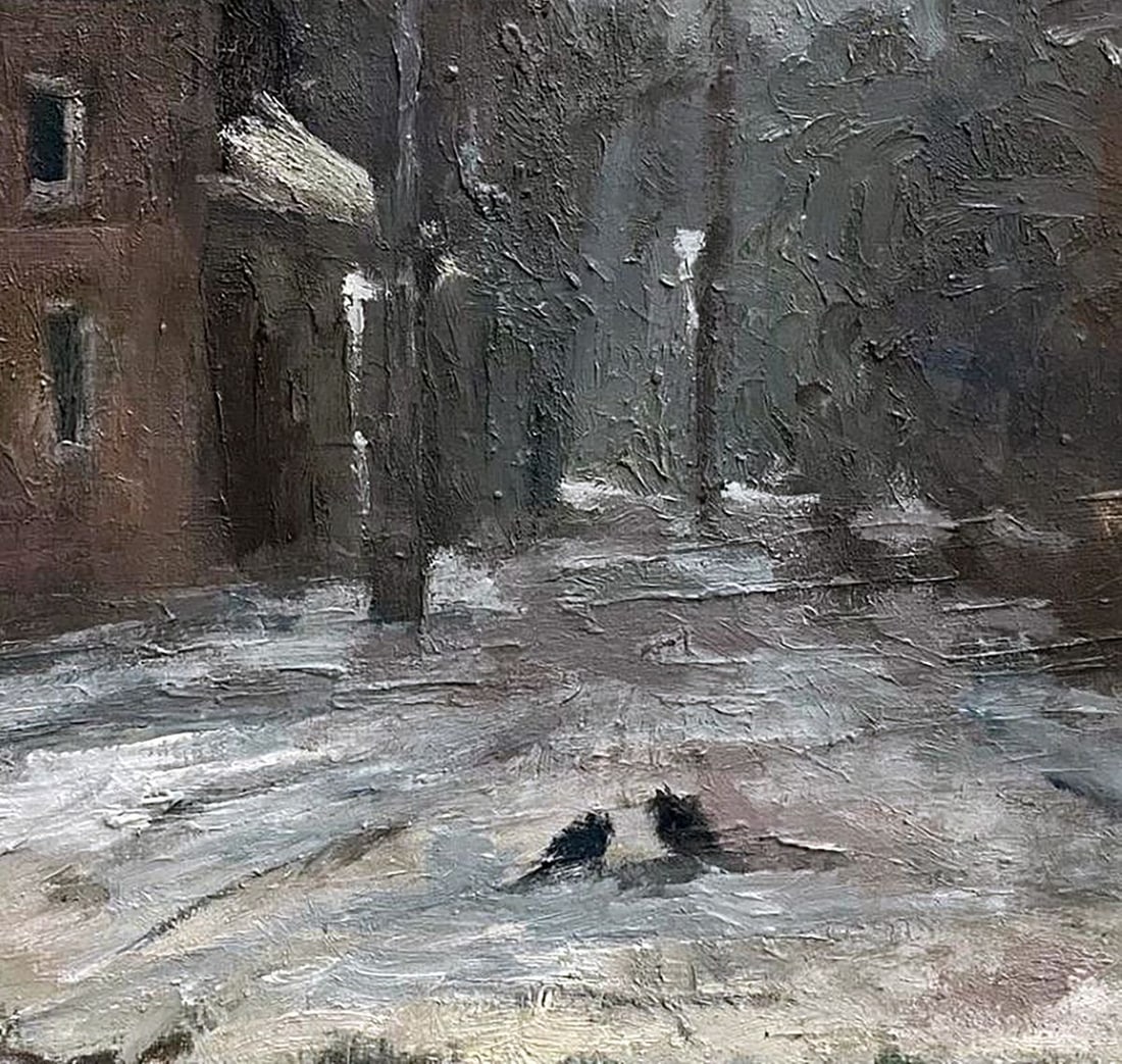 Oil painting Winter on the city streets Volodymyr Pashchenko - 7