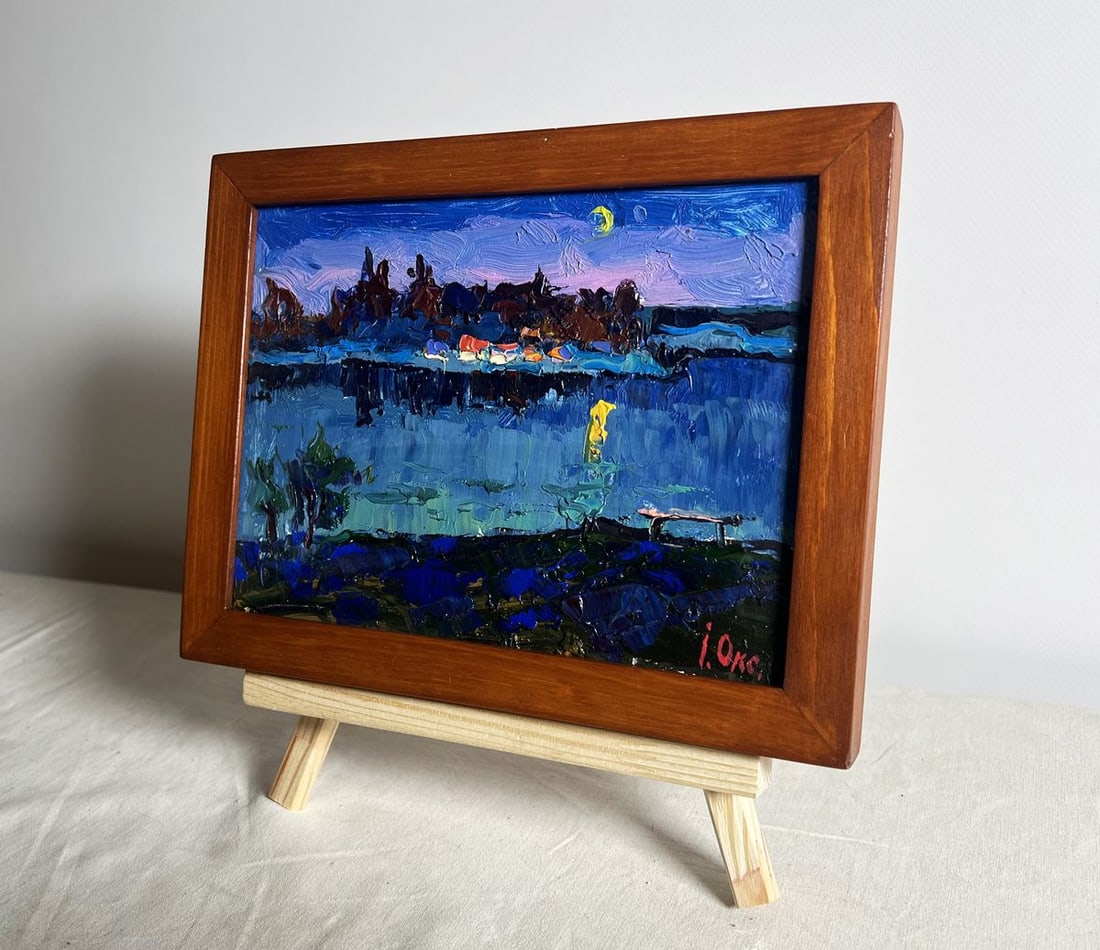 Oil painting Moon over the river Oksana Kalenyuk - 2
