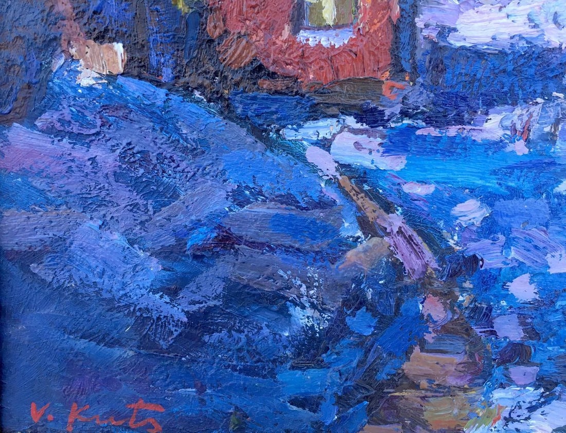 Winter evening oil painting - 3