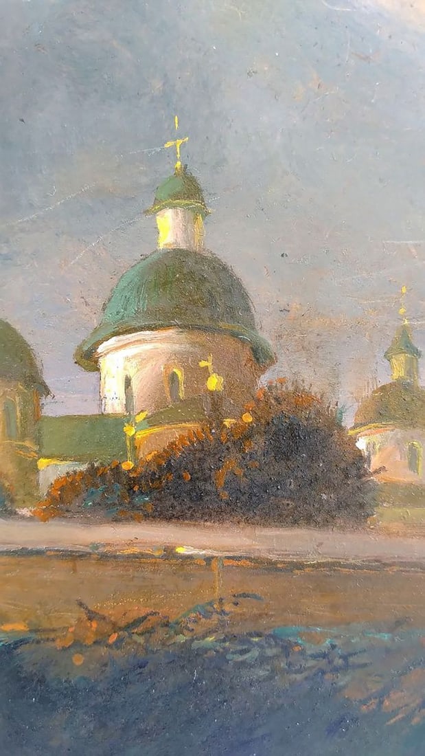 Oil painting Evening landscape Unknown author - 2