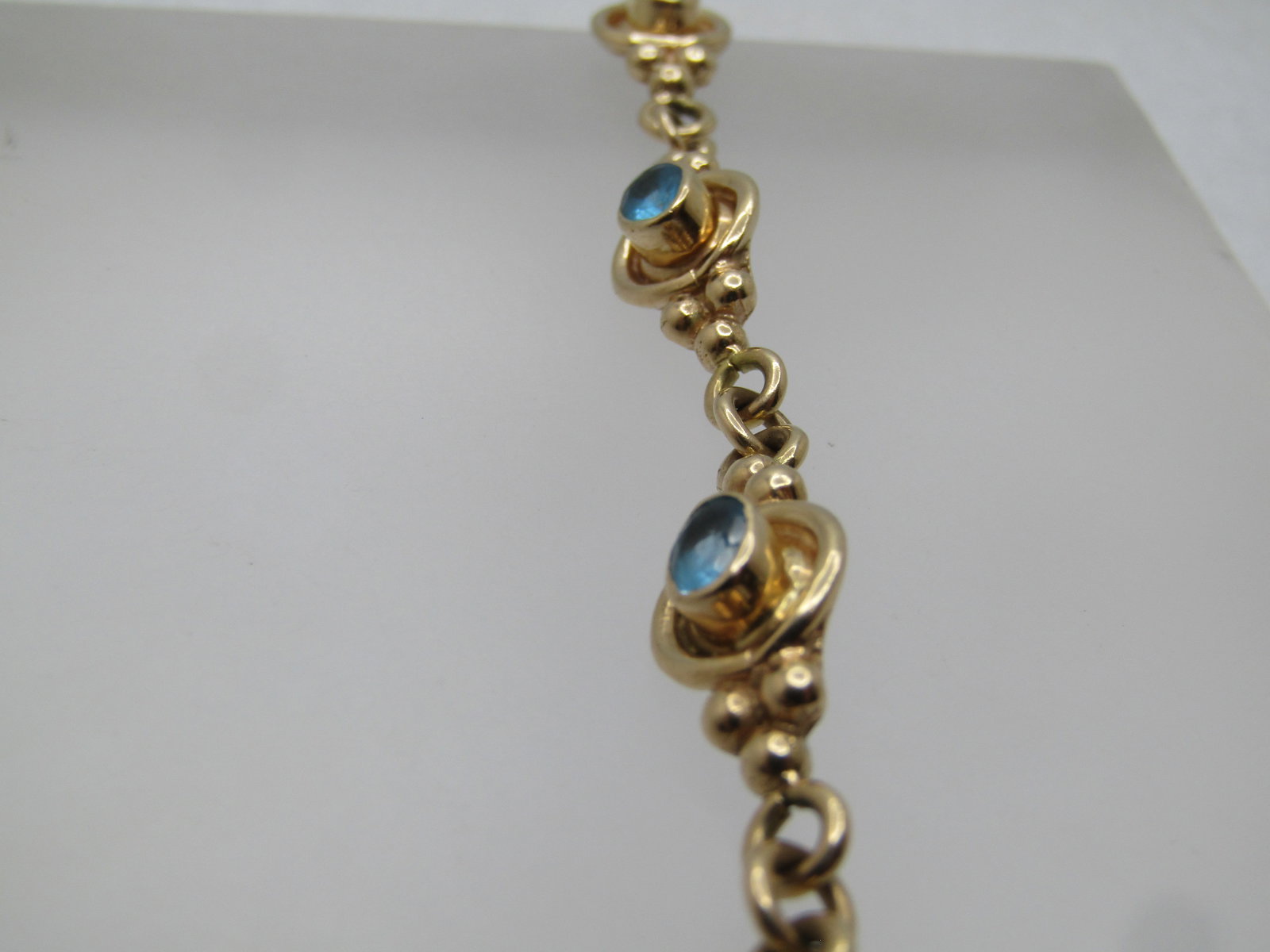 Vintage 14kt Blue Topaz Custom-Made Bracelet, 7.5", 1980's - 4