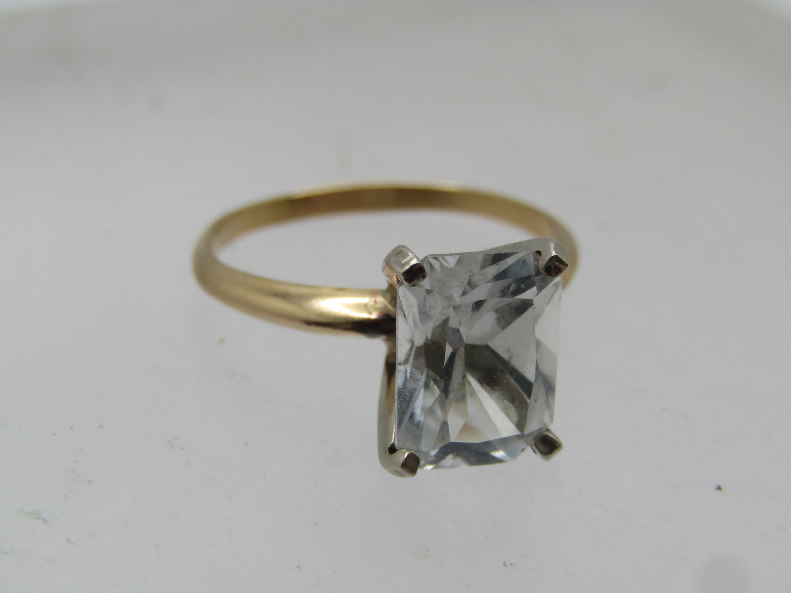 Vintage 14kt White Topaz/Sapphire Ring, 4.20 CTW, Sz. 9, 1980's-1990's - 4