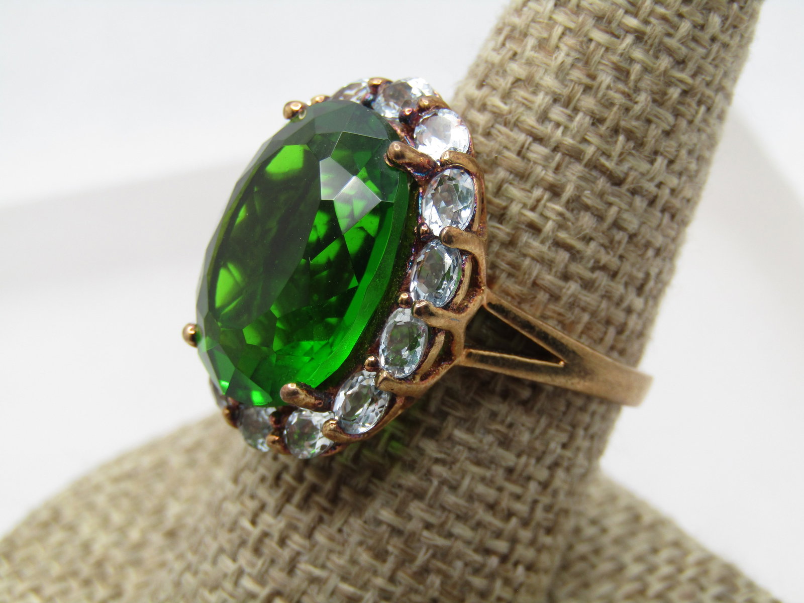 Vintage Sterling Vermeil Green & Blue Topaz Ring, Sz. 9.5, Stauer, 1990's-2000's - 3