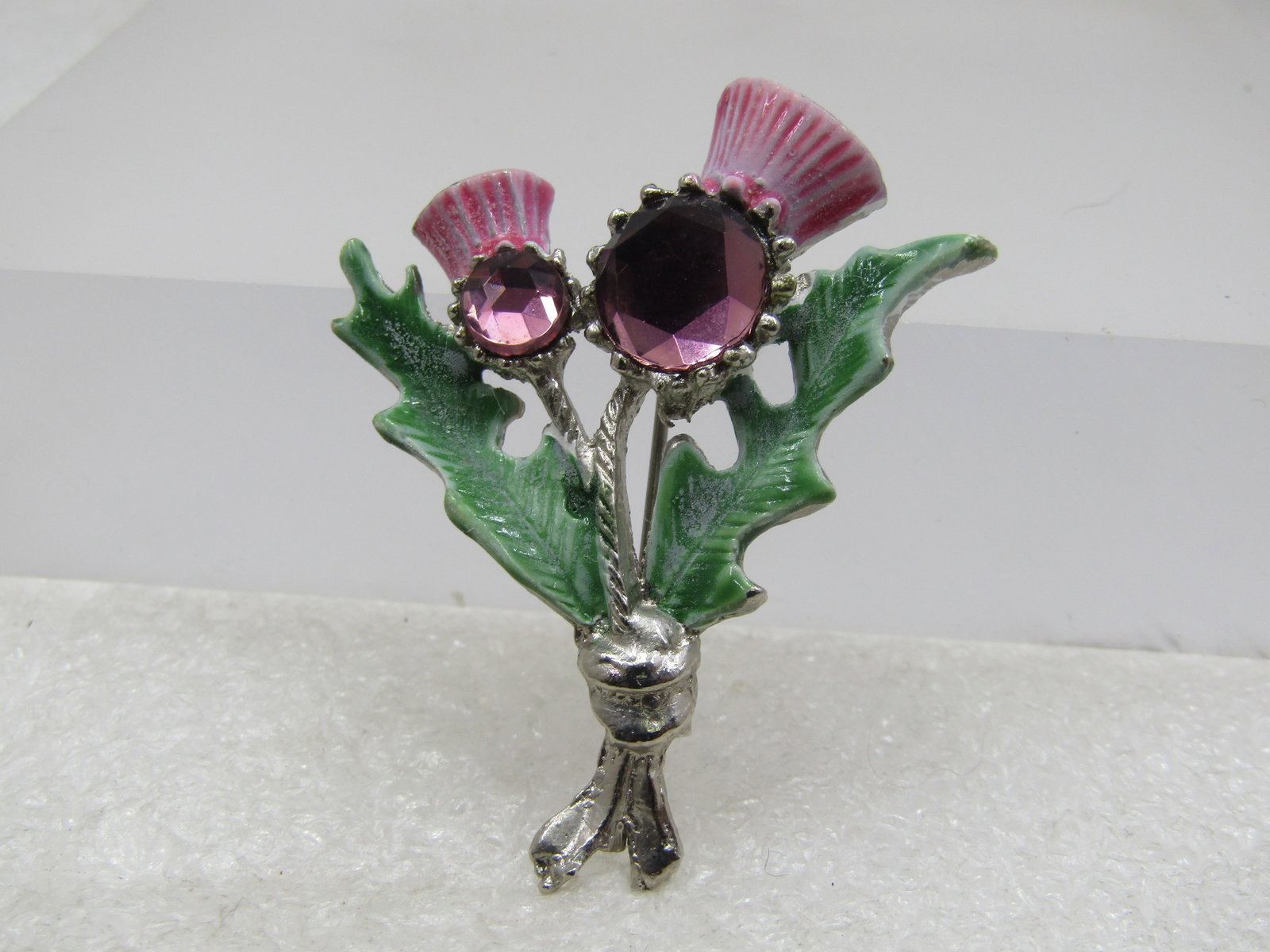 Vintage Purple Rhinestone Thistle Brooch, Signed Hollywood, 1950's-1960's - 2
