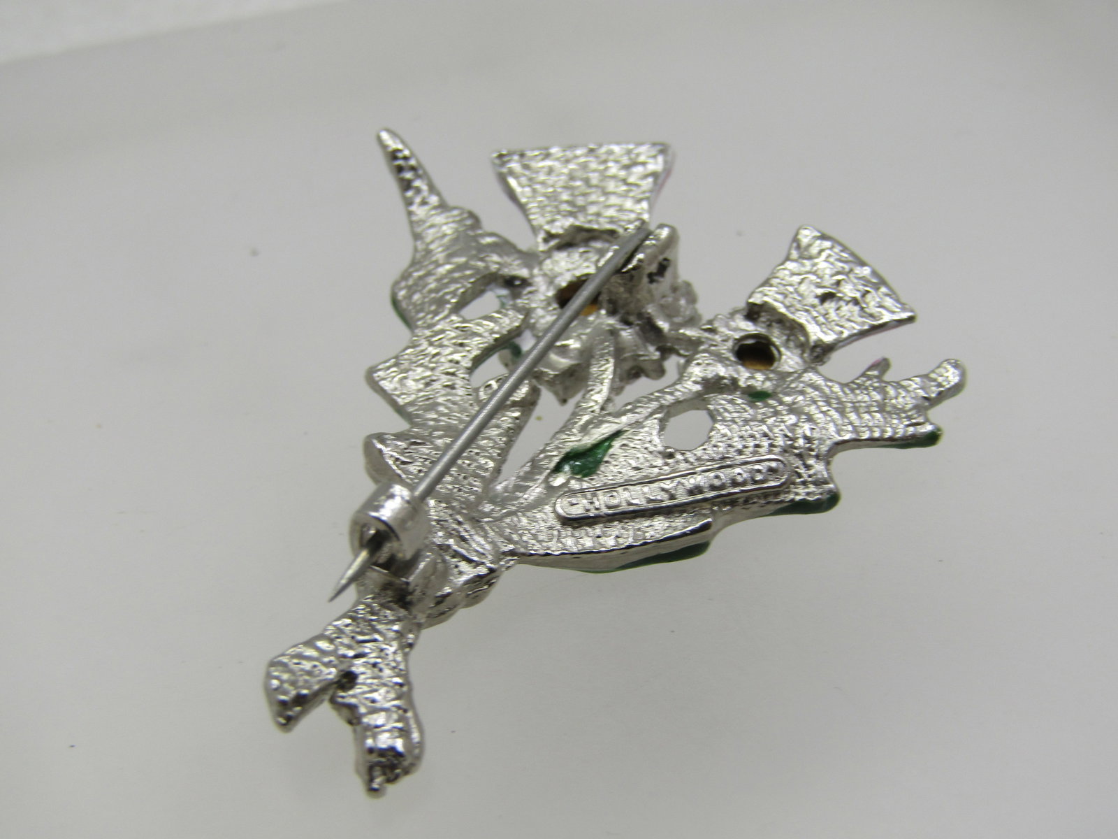 Vintage Purple Rhinestone Thistle Brooch, Signed Hollywood, 1950's-1960's - 5