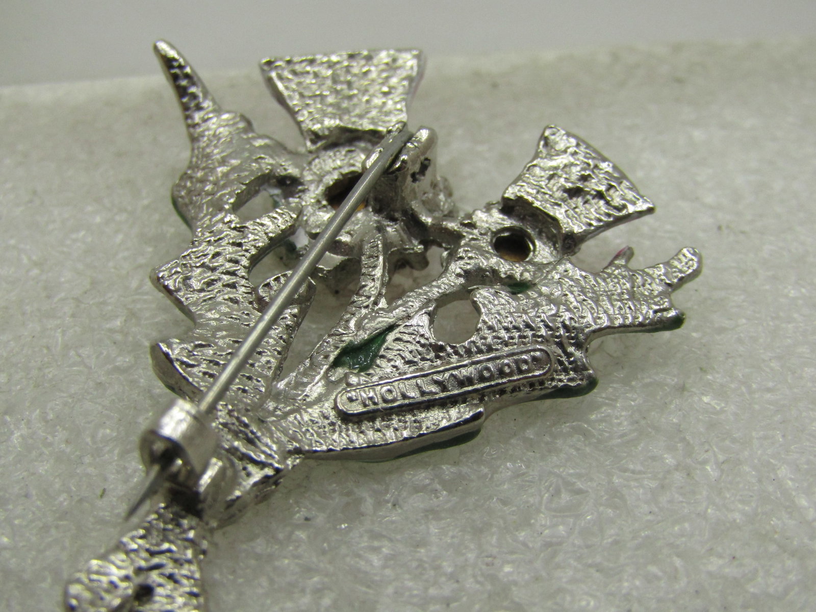 Vintage Purple Rhinestone Thistle Brooch, Signed Hollywood, 1950's-1960's - 6