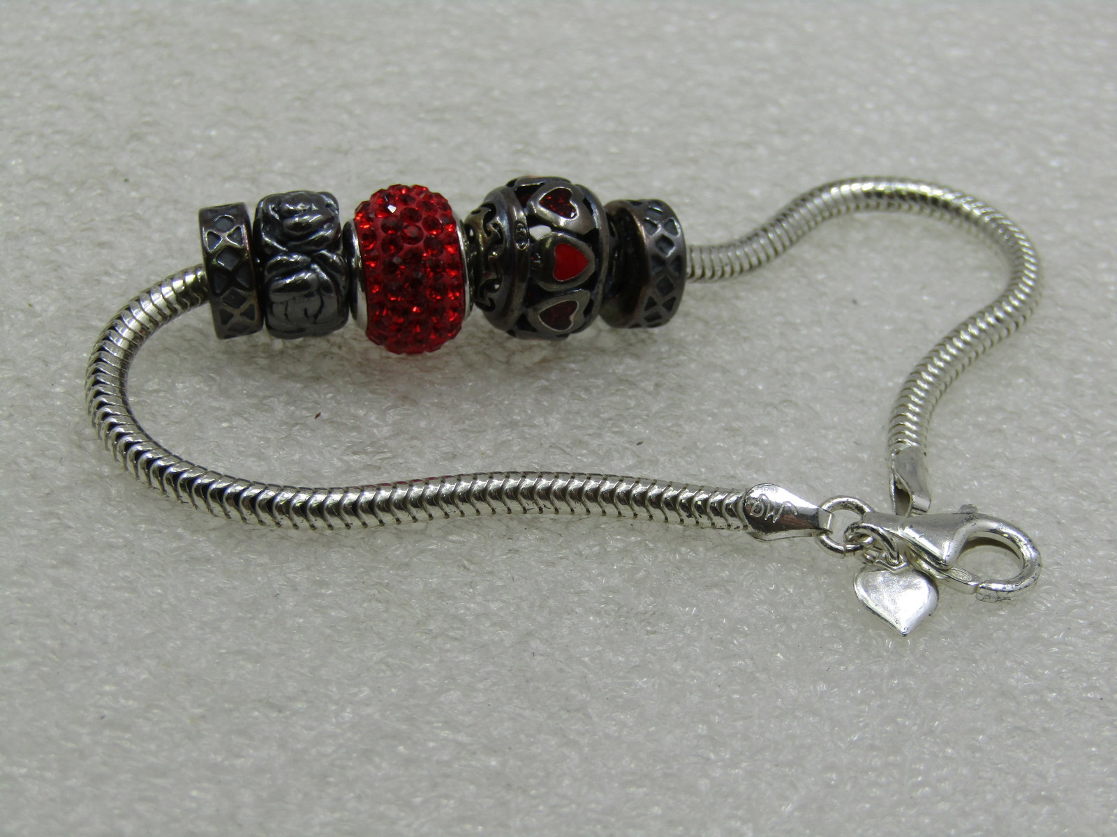 Sterling Silver Rhinestone Slide Charm Bracelet, Kay Jeweler's, Signed MA, 8" - 4