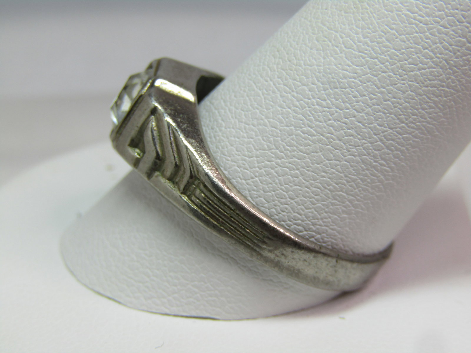 Vintage Clear Stone Men's Ring, Sz. 12.5, Art Deco, Signed Uncas, 1920's-1930's - 2