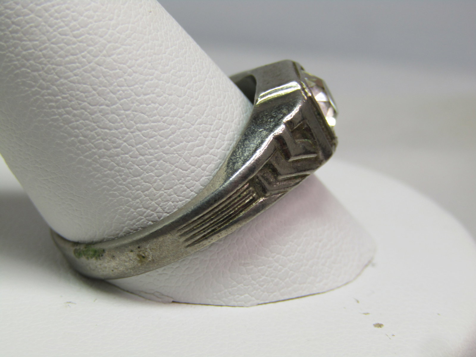 Vintage Clear Stone Men's Ring, Sz. 12.5, Art Deco, Signed Uncas, 1920's-1930's - 3