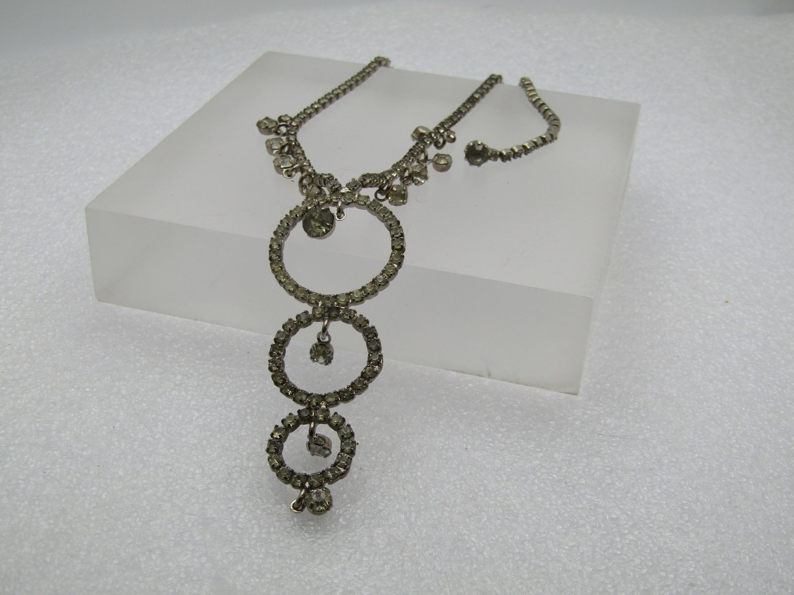 Vintage Rhinestone Drop/Dangle Necklace, 1940's, 16" - 6