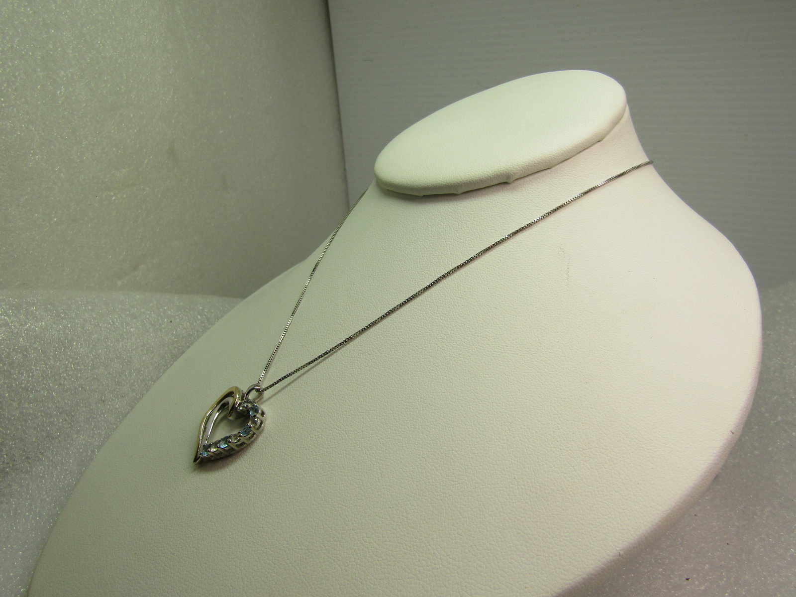 Vintage Sterling 10k Topaz Heart Necklace, 16", 1980's-1990's - 2