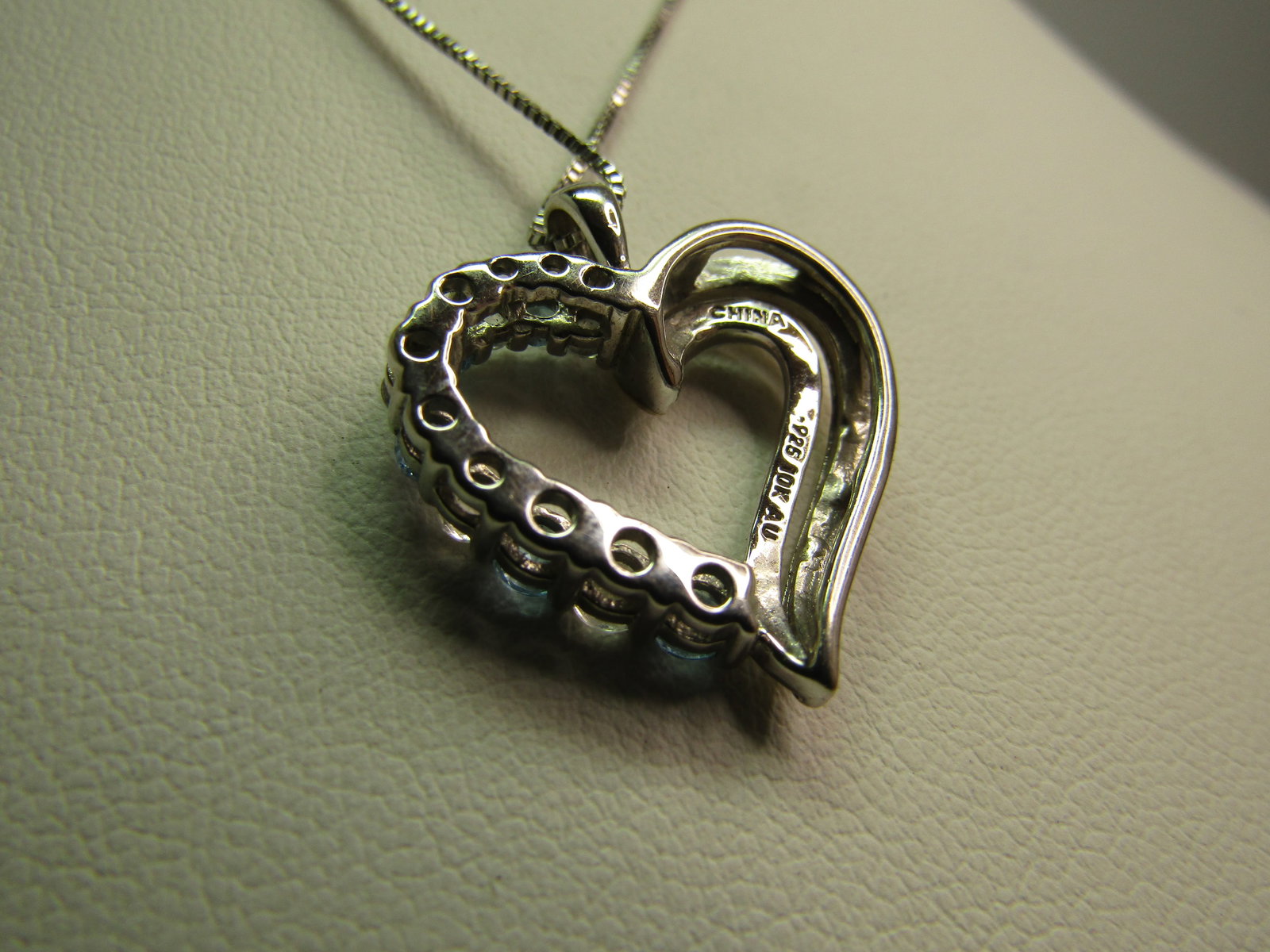 Vintage Sterling 10k Topaz Heart Necklace, 16", 1980's-1990's - 4