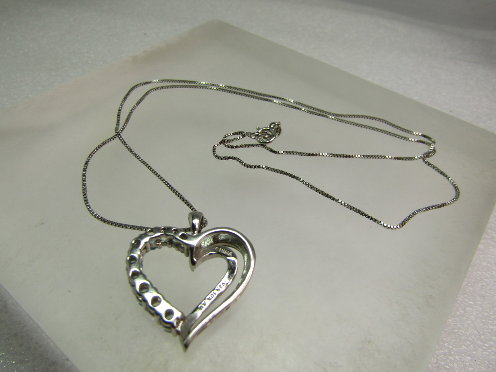 Vintage Sterling 10k Topaz Heart Necklace, 16", 1980's-1990's - 7