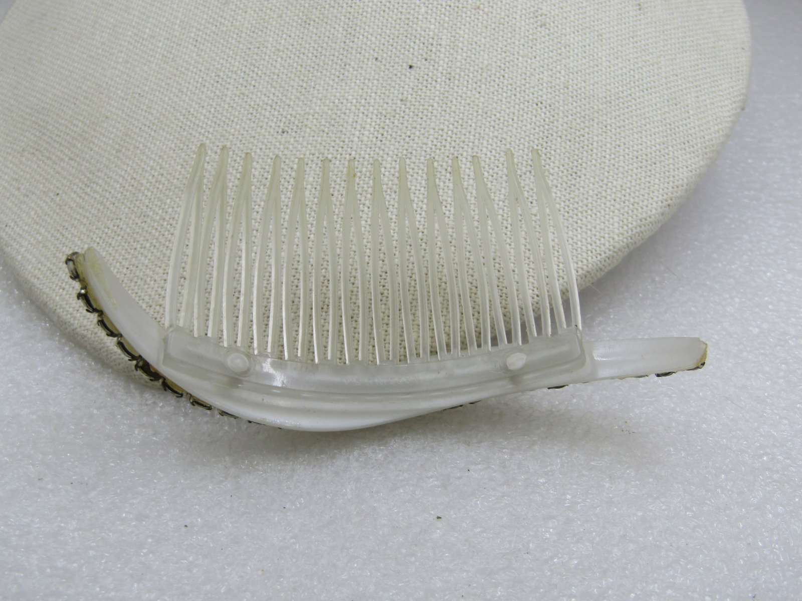 Vintage Rhinestone Accented Hair Comb, White, 4" - 3