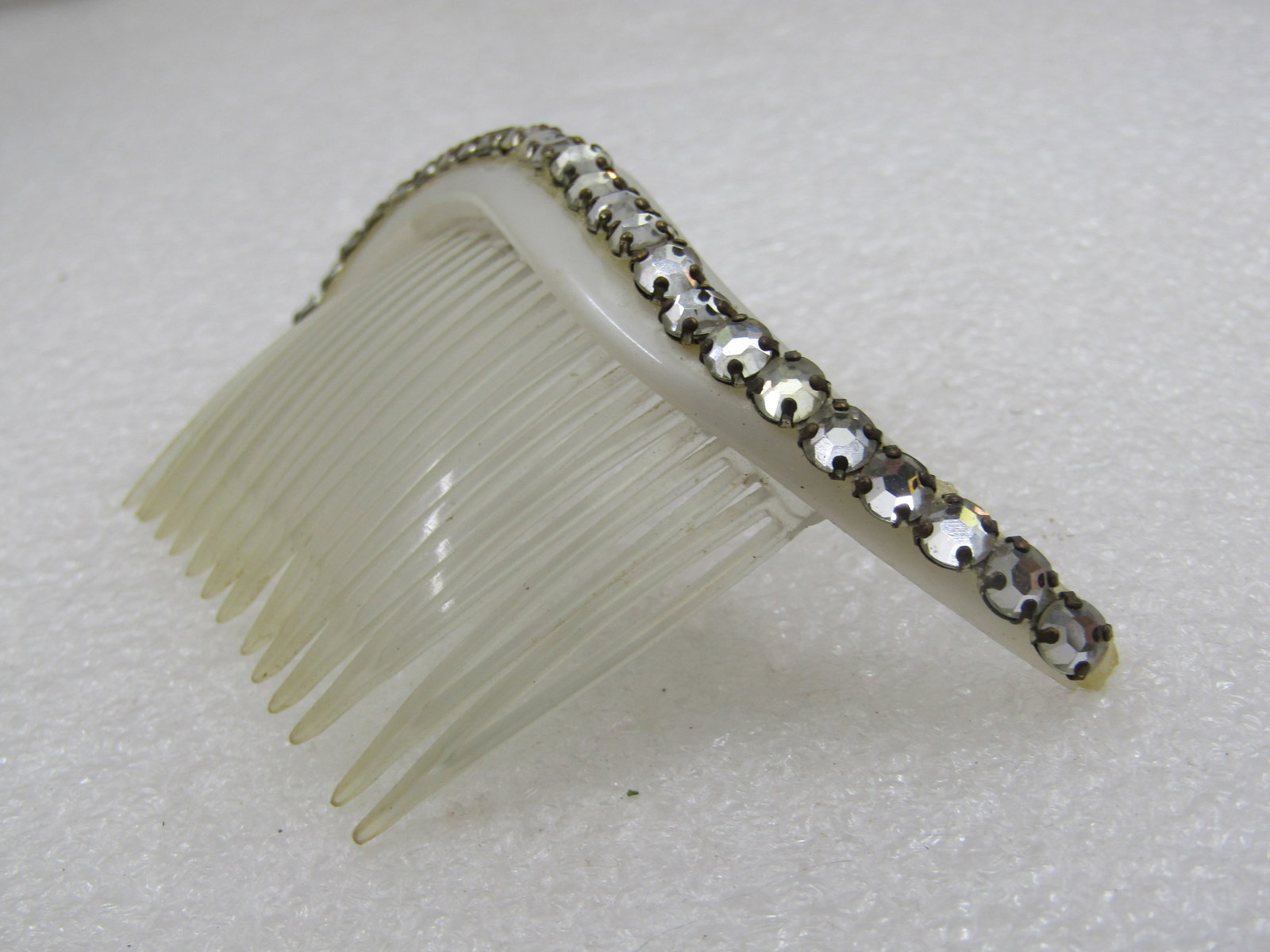 Vintage Rhinestone Accented Hair Comb, White, 4" - 6