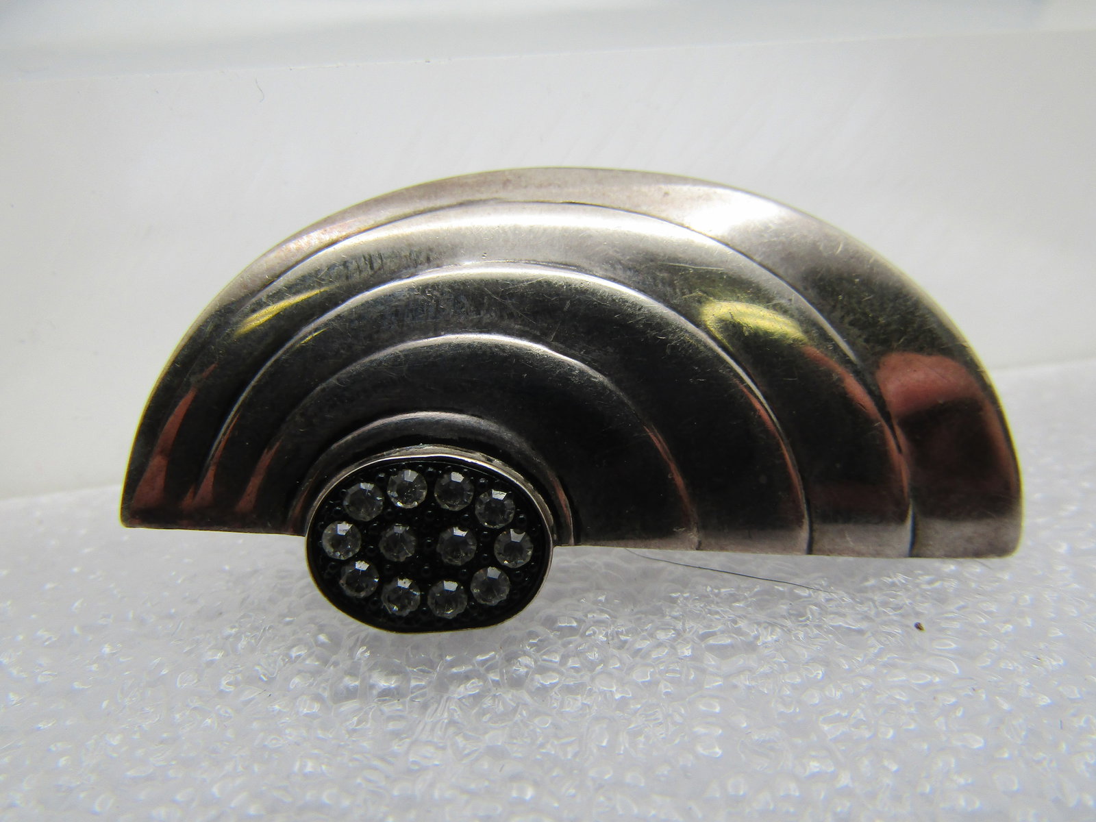 Vintage Sterling Rhinestone Mod Brooch, 1.75" by 1", 1970's-1980's (1 of 6)