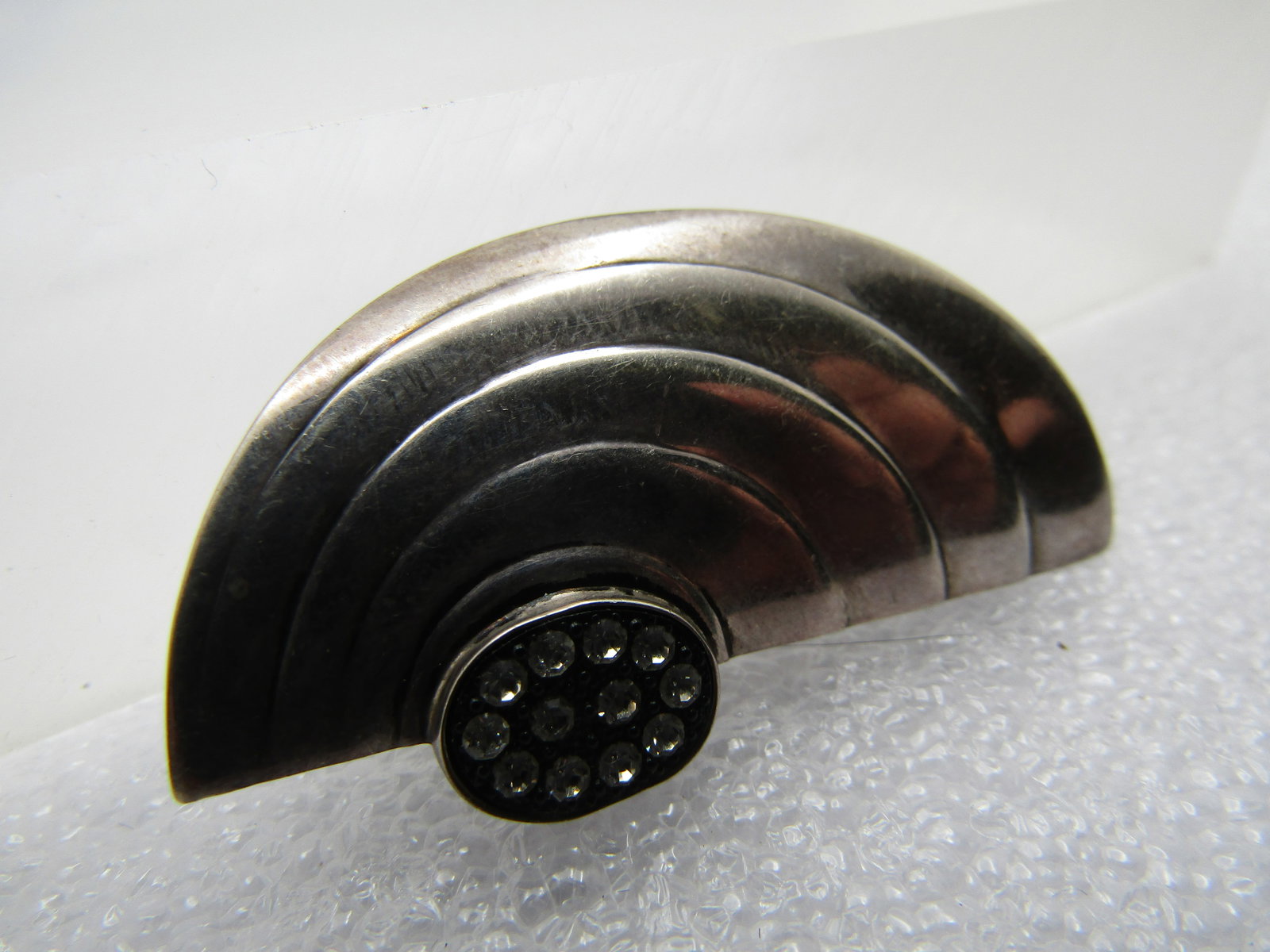 Vintage Sterling Rhinestone Mod Brooch, 1.75" by 1", 1970's-1980's - 2