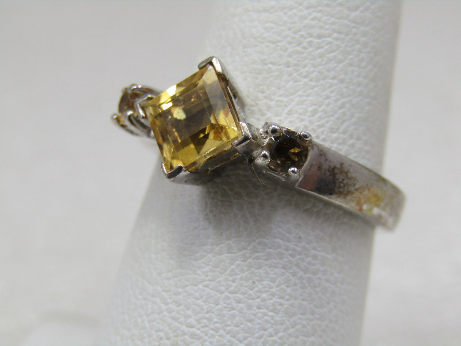 Sterling Triple Citrine Ring, Sz. 7, 4.53 gr. - 3