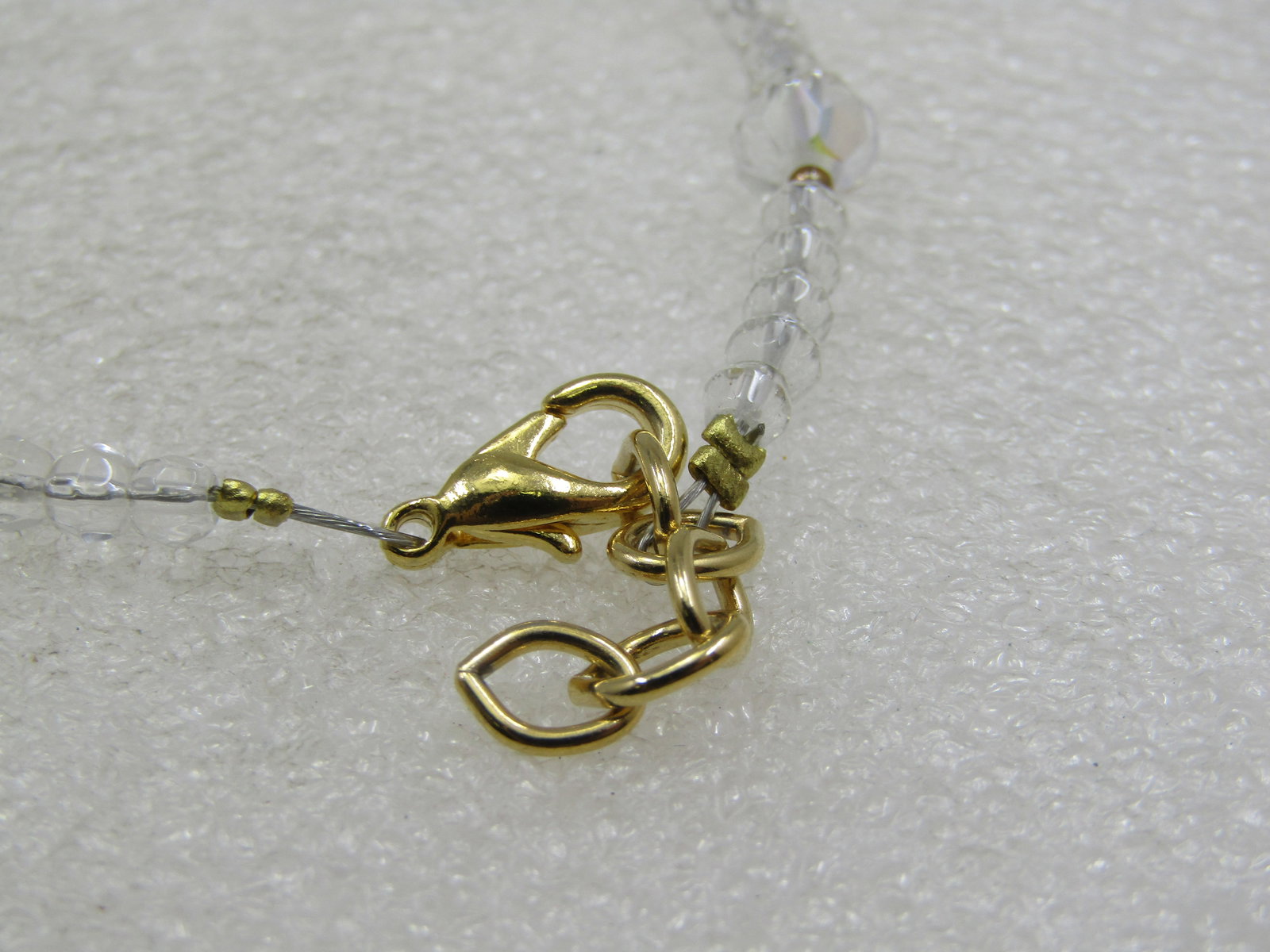 Clear Crystal Beaded Ankle Bracelet, 9.5", Aurora Borealis - 4